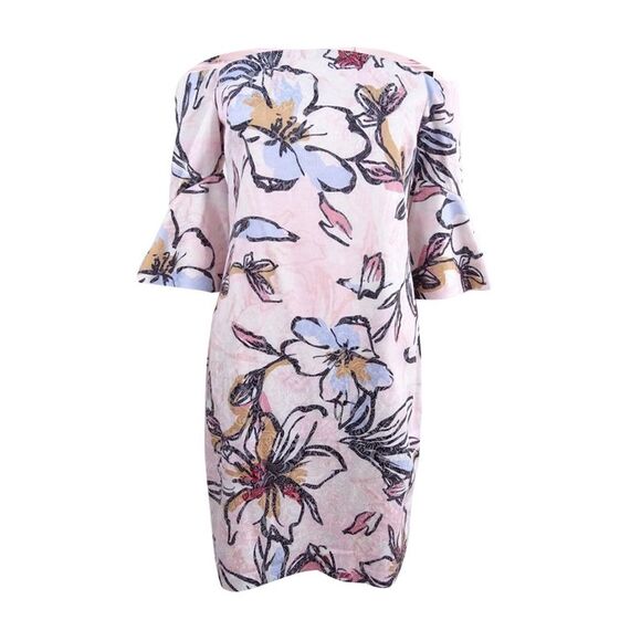 Laundry by Shelli Segal Women's Off-The-Shoulder Jacquard Dress - Soft Blush - Picture 1 of 2